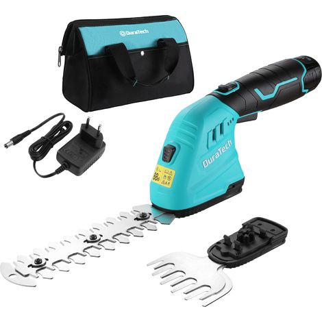 Taille-haies électrique sans fil 12V – Lame de 200 mm – Batterie 2.0Ah – Moteur 1100 tr/min – Léger 770 g – Sac de transport inclus – Duratech