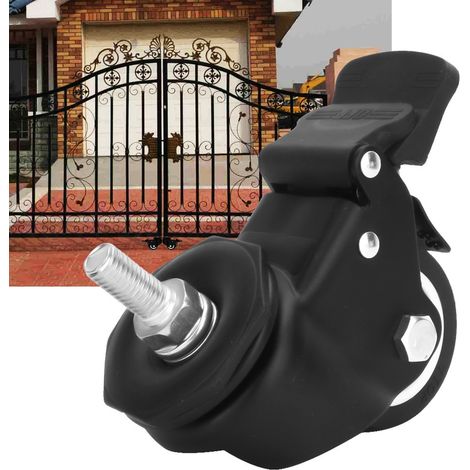 Roue de chariot à outils universelle en TPU avec support en acier au manganèse de 2 pouces et frein (tige filetée M12) (1/5)