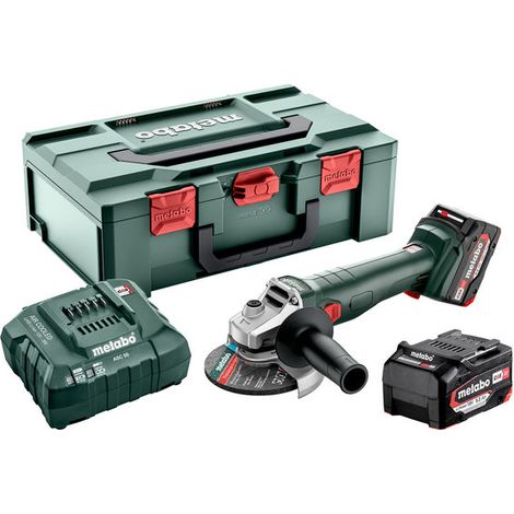 Amoladora METABO 125 mm 18 V- W 18 L 9-125 Quick - 2 x 5,2 Ah Li-Power, ASC 55, caja metaBOX (1/2)