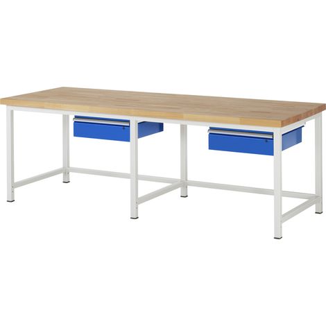 Rau Werkbank höhenverstellbar 8001A1, B2500xT900xH840-1040mm, 2x Schublade-TA (1/5)