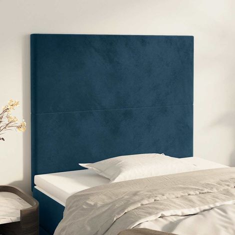 2 pcs Têtes de lit pour lit adulte, Tableau décoratif de chevet Bleu foncé 100x5x78/88 cm Velours SDG21567 (1/5)