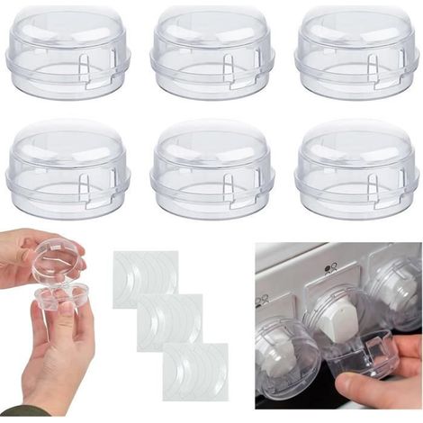 Cache-Boutons de Cuisinière à Gaz, 6 Pcs Bouton de Sécurité Four, Couverture De Bouton Transparent, Protections Du Bouton Poêle (1/4)