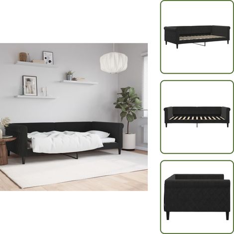 Sofá cama terciopelo - vidaXL Sofá cama sin colchón terciopelo negro 100x200 cm - Sofá cama moderno