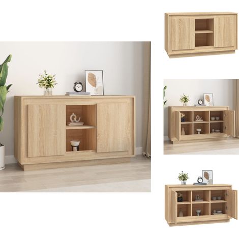 Sideboard Sonoma-Eiche 102x35x60 cm Holzwerkstoff - Schreibtisch - Sideboard - Wohnzimmerschrank - Regal - Eichefarben (1/5)