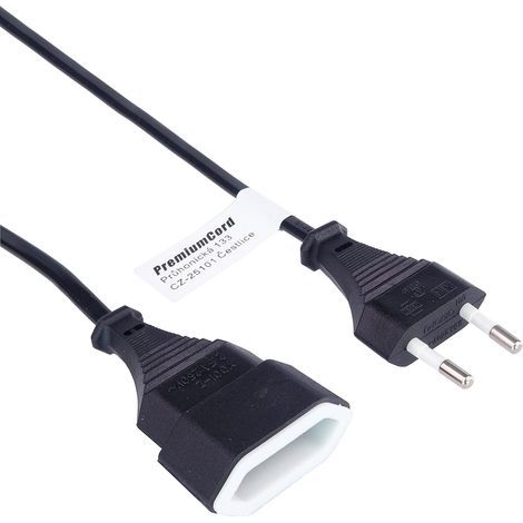 Extension cable, 230V, Euro plug, PVC, ABS, Black, For PC (1/3)