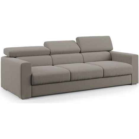 Dylan Divano a 3 sedute con estraibile a cassettone in tessuto simil cotone impermeabile T13 240 cm tortora