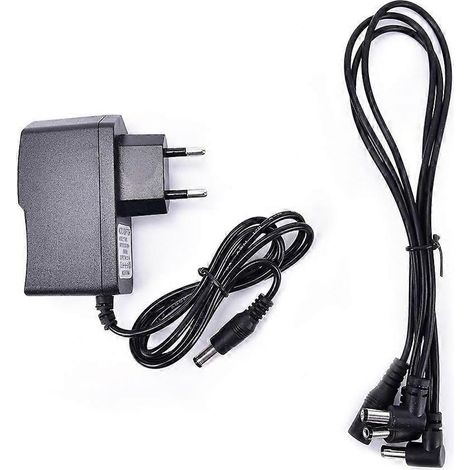 Adaptateur secteur/signal 9V DC 1A pour effets de guitare, cordon d'alimentation/connecteur avec 3 prises en guirlande, compatible avec les pédales Fonte. (1/5)