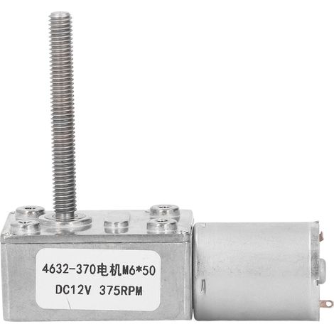 Moteur à engrenages DC 12V 375RPM, bobine en laiton, réducteur de vitesse, arbre fileté M6x50mm (1/5)
