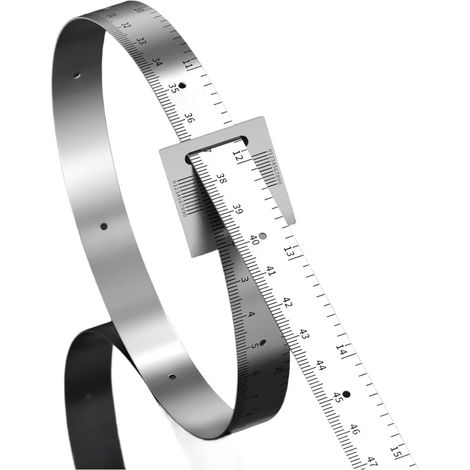 Ruban Pi en acier inoxydable pour mesurer le diamètre, règle de précision à double échelle de 0,01 mm, construction en acier à ressort pour tuyaux et roues, plage de 0 à 1200 mm (B) (1/5)
