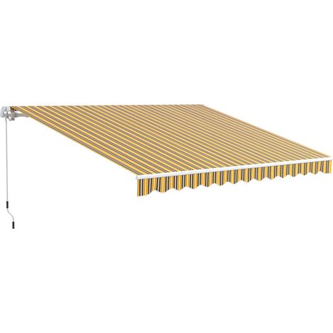 Store extérieur jaune à manivelle 350 x 250 cm, toile résistante pour terrasse ou balcon. (1/5)