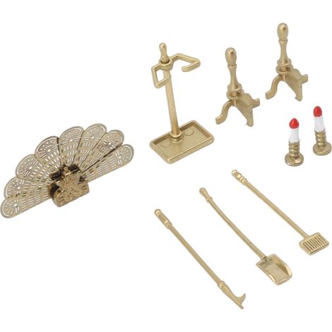 Ensemble d'accessoires pour cheminée de maison de poupée, accessoires décoratifs miniatures pour maisons de poupées à l'échelle 1:12. (1/5)