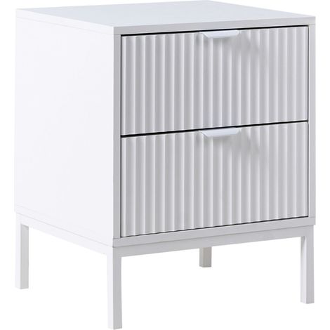 Comodino a 2 cassetti in legno MDF bianco Adelaide