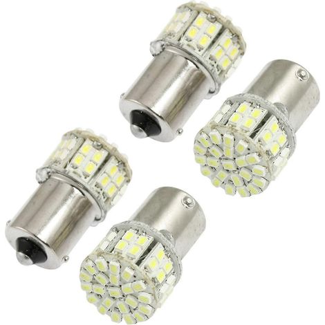 Lot de 4 ampoules LED BA15S 1156 1141 pour feux arrière, stop et clignotants de voiture, 50-1210 SMD 12 V, blanches (1/5)