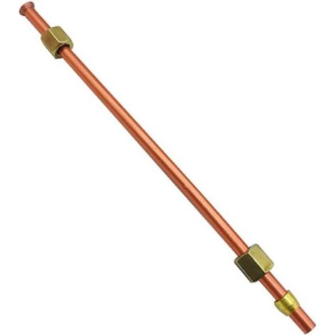 1 Tube échappement compresseur air, cuivre plaqué aluminium, 470 mm, diamètre 6 mm, ports plat et évasé, pièce rechange (1/5)