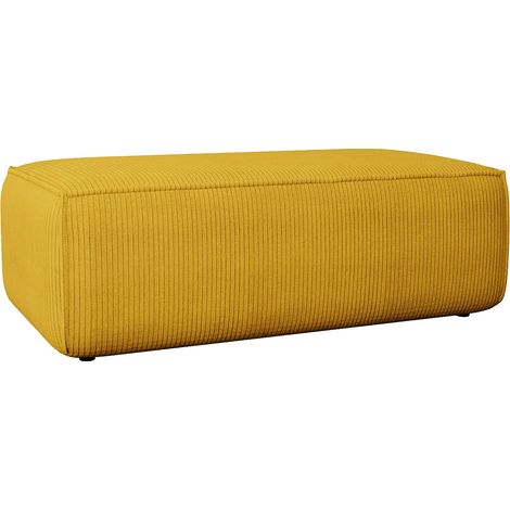 Pouf en velours côtelé jaune AMELIA