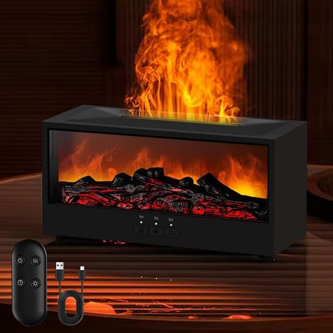 150-ml-Flammen-Aroma-Diffusor, Kamin-Diffusor mit 7 Flammenfarben, Aroma-Diffusor mit Fernbedienung und automatischer Abschaltung (bei leerem Wassertank) für Zuhause und Büro (1/5)