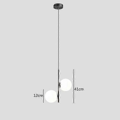 Suspension LED en forme de boule de verre nordique, laiton noir, lampe suspendue pour chambre à coucher, salon ou salle à manger moderne (blanc chaud noir - 2 têtes) (1/5)