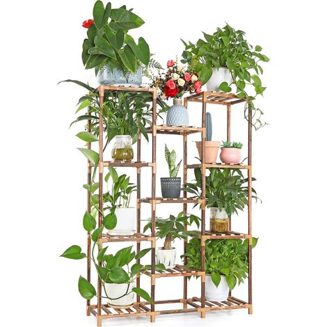 Étagère à Plantes en Bois Multifonction Créatif Escalier à Fleurs Décoratif pour Intérieur, Extérieur, Balcon, Salon, Bureau, Jardin, 11 Niveaux (1/5)