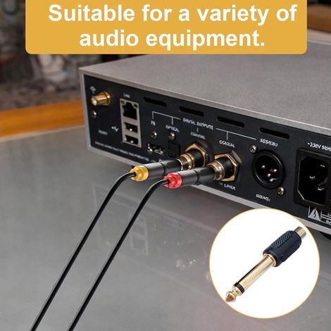 Lot de 6 adaptateurs audio jack 6,35 mm vers RCA femelle, connecteurs plaqués or, compatibles avec HiFi, écouteurs, appareils de studio (1/2)