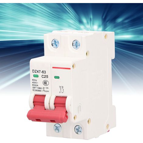 Disjoncteur miniature 2P, interrupteur à air domestique, protection contre les courts-circuits et les surcharges, 25A. (1/5)