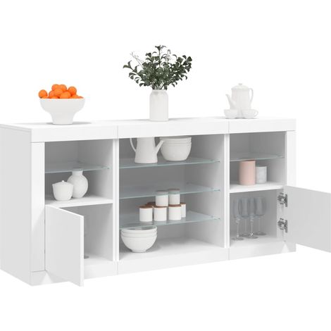 Aparador con luces LED blanco 142,5x37x67 cm vidaXL (1/5)