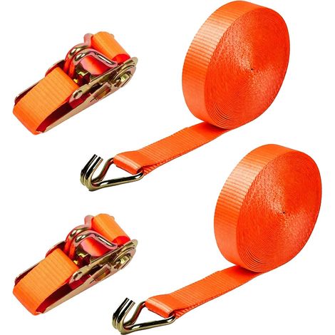 Sangle à Cliquet avec Crochets,2 Pièces Sangle D'arrimage avec Crochet 10m x 25mm,Sangles D'arrimage avec Crochets en J,Sangles de Serrage à Cliquet,pour Motos,Voitures,Sécurisation de Charge (1/5)