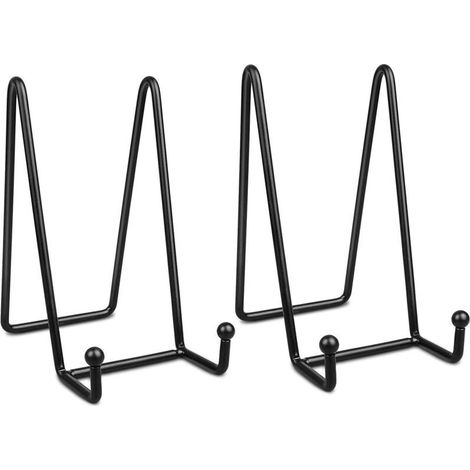 Supports de plaque décoratifs en métal noir – Lot de 2 pièces – Dimensions 7,8 x 12 x 15 cm – Finition thermolaquée mate – Pour affichage intérieur (1/5)