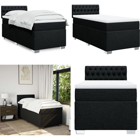 Boxspringbett mit Matratze Schwarz 90x190 cm Stoff - Boxspringbett - Doppelbett - Schlafsystem - Bettsofa - Bettgestell - Home & Living (1/5)