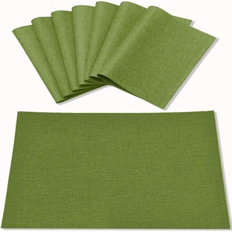Lot de 6 Sets de Table en Tissu de Type Lin, lavables en Machine, résistants à la Chaleur, infroissables, en Polyester épais, pour Table de Salle à Manger (Vert) (1/5)