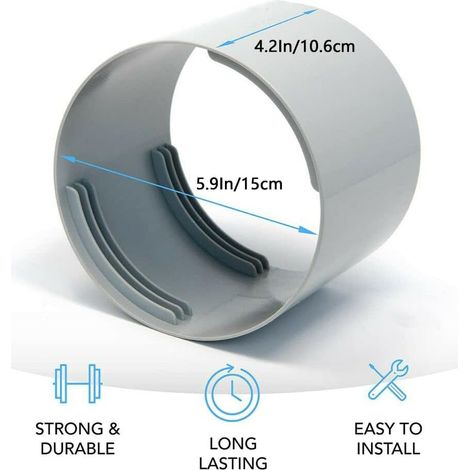 Ersandy – Coupleur d'extension de tuyau climatiseur portable 5,9 pouces – Matériau ABS – Installation sans outil – Améliore l'évacuation de chaleur - 5