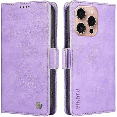Compatible avec iPhone 16 Pro. Étui portefeuille en cuir texturé litchi. Fermeture magnétique latérale. Idéal comme cadeau. Compatible avec G. (1/5)