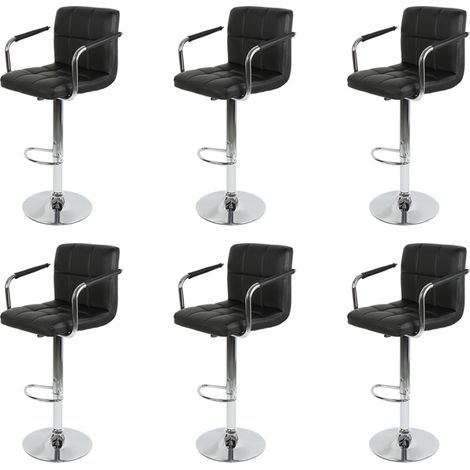 Aqrau 6 Tabouret de bar réglable rembourré noir à six compartiments avec accoudoirs (1/5)