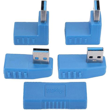 Connecteur adaptateur USB 3.0 mâle vers femelle (haut, bas, gauche, droite) Rallonge de câble à 90 degrés (bleu) (1/5)
