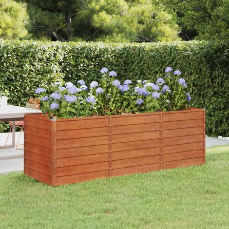 Potager surélevé rouillé en acier Corten 240x80x77 cm (1/5)
