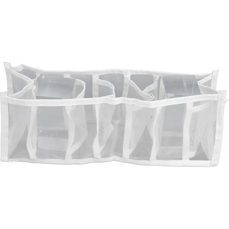 Boîte de rangement pliable en filet pour lingerie, un indispensable pour les chaussettes et les soutiens-gorge, avec des séparateurs de type tiroir et 7 compartiments. (1/5)