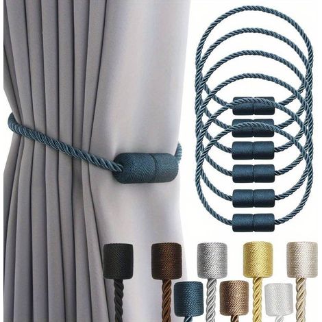 Confezione da 6 fermatende magnetici resistenti, eleganti fermatende decorativi per esterni, moderni fermatende in corda per tende e appendiabiti - Blu (1/5)