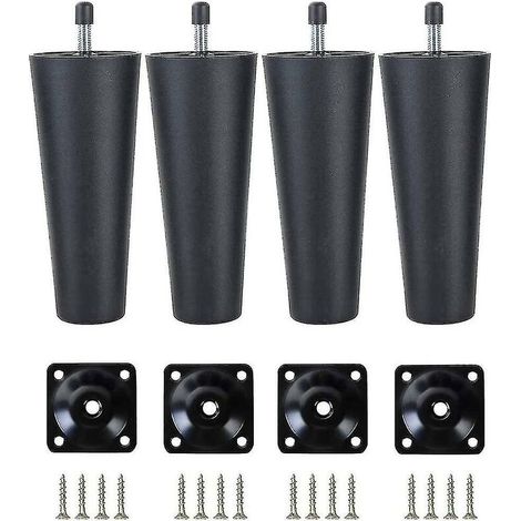 MINE Pieds de canapé en plastique, paquet de 4 pieds de canapé pour meubles de rechange avec support (1/4)