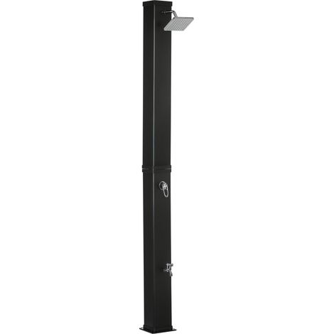 Douche solaire de jardin 40 L, température 60 °C, pommeau de douche rotatif et robinet au pied, noire