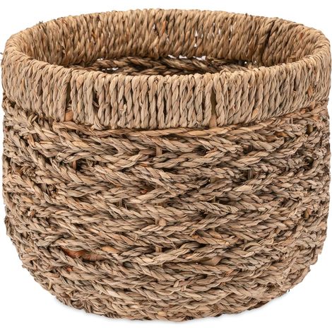 panier de rangement rond en jonc de mer d40 cm cadre métallique (1/5)