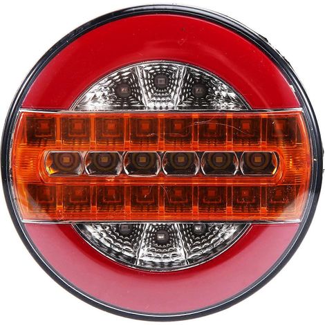 Deux feux arrière dynamiques de remorque de 4 pouces, feux de freinage de camion à DEL 24 V, feux ronds à DEL refroidis à l'eau de type hamburger adaptés aux voitures, bateaux, autobus et VR. (1/5)
