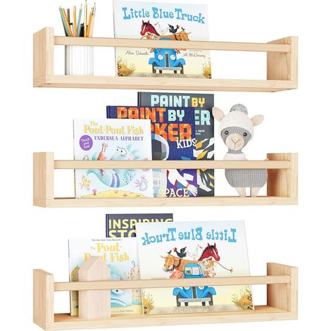 3-teiliges Wandregal aus Holz 42,5 x 12 x 10 cm – Wandmontage – Für Innenräume – Halterung für Dekorationen und Bücher – einfache Montage – Weiß