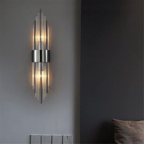 Applique murale moderne LED luxe - Lampe cristal vanity pour chambre, hôtel, couloir. Éclairage design salon et chevet. Noir (1/5)