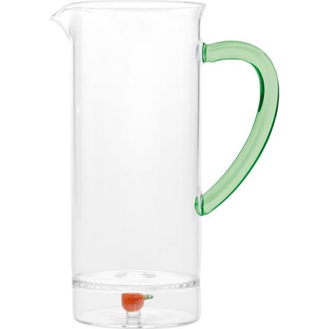 Teca Frutta Caraffa in Vetro Borosilicato Artigianale con Decorazioni Arancia a Doppiofondo per Servizio Tavola Design Elegante ed Esclusivo (1/3)
