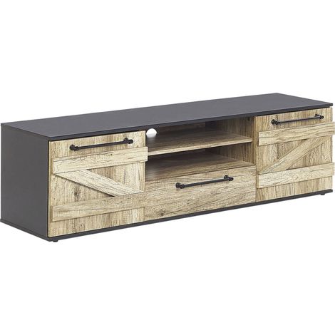 Mueble para TV madera clara y negro de tablero de partículas 43 cm estilo rústico Salter (1/5)