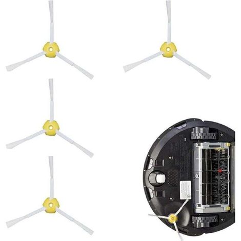 Juego de 4 cepillos laterales de repuesto para aspiradoras robot iRobot 800, 900, XU, series 850, 860, 870, 871, 880, 890, 960 y 980 - KZQ (1/4)