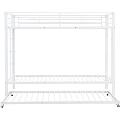 Cama litera de metal blanco 90 x 200 cm con cama extraíble (1/5)