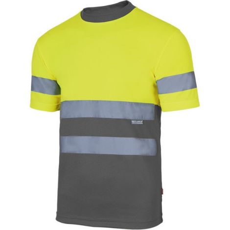 Camiseta técnica bicolor de alta visibilidad VELILLA Serie 305506 5XL Gris / Amarillo flúor