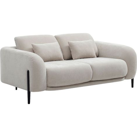 Divano 2 posti con schienale reclinabile in tessuto beige ARAVIO