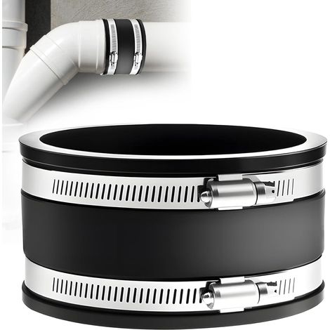 Raccord en caoutchouc flexible de 150 mm avec deux colliers de serrage en acier inoxydable, diamètre : 150 mm, manchon de réduction du bruit pour ventilateur de tuyau, tuyau d'évacuation (1/5)