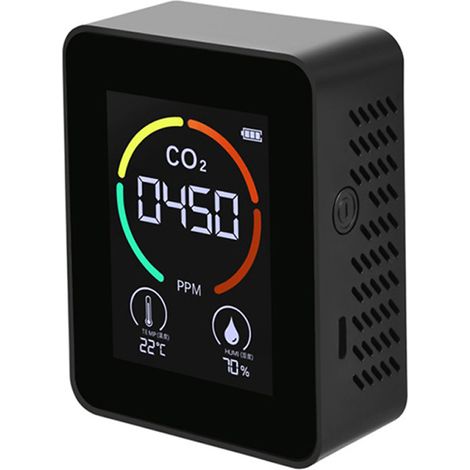 Monitor multifuncional de calidad del aire interior: monitor de CO₂/temperatura/humedad, sensor de dióxido de carbono (ppm), semiconductor, pantalla LED, batería de 1200 mAh. (1/5)
